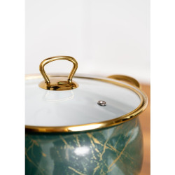 Κατσαρόλα Goldmann GM 8017-20G, 4l, 20x13 cm, Εμαγιέ, Επαγωγή, Γυάλινο καπάκι, Σμαραγδένιο πράσινο