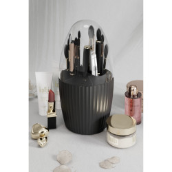 Organizator pentru ustensile machiaj Hermia 964FRM3316, 24x24x13 cm, Fara BPA, Plastic, Negru
