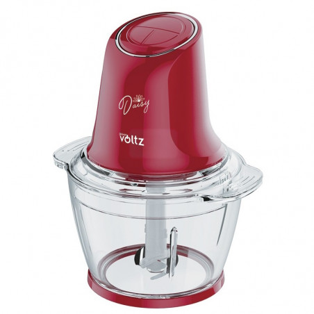 Чопър Oliver Voltz Daisy OV51111W, 600W, 1 литър, Двоен стоманен нож, Стъклена купа, Червен