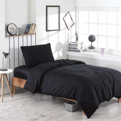 Спален комплект EnLora Home 162ELR1406, 65% памук, 35% полиестер, 4 части, Завивка 200х220 см, Чаршаф 220х240 см, Калъфки 50х70 см, Черен
