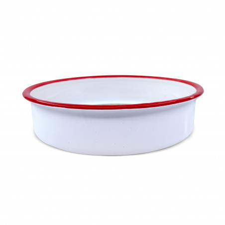 Oliver Voltz OV51222KR36 Round Baking Pan, 36 x 6 cm, Enameled Steel, Induction, White/Red