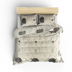 Eponj Home 143EPJ1451 Bedding Set, 65% cotton, 35% polyester, 4-piece set, Duvet cover 200x220 cm, Flat sheet 220x240 cm, Pillowcase 50x70 cm, Beige/Gray