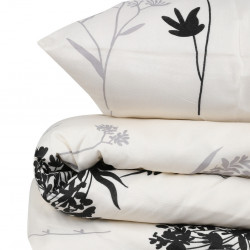 Eponj Home 143EPJ1451 Bedding Set, 65% cotton, 35% polyester, 4-piece set, Duvet cover 200x220 cm, Flat sheet 220x240 cm, Pillowcase 50x70 cm, Beige/Gray