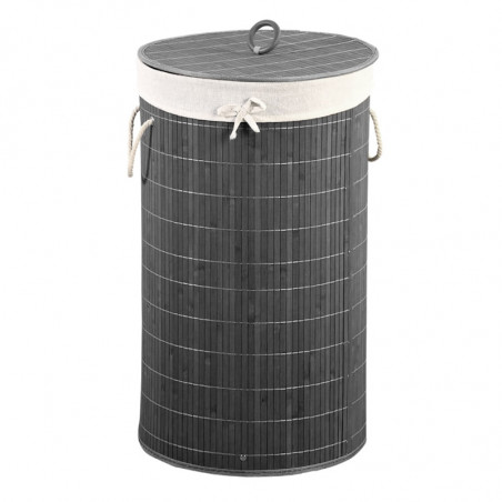 Cos pentru rufe Kesper 19573, 57L, 60x35 cm, Manere confortabile, Poliester, Bambus, Gri