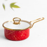 Goldmann GM 4521-16R Casserole with Glass Lid, 16x8 cm, 1.5 L, Enamel, Induction, Red/Antique Gold