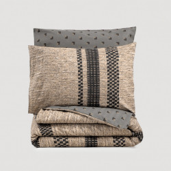 Спален комплект Cotton Box 129CTN4282, 100% памук, 4 части, Завивка 200х220 см, Чаршаф 240х260 см, Калъфка 50х70 см, Кафяв/сив