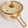 Касерола със стъклен капак Goldmann GM 4521-16B, 16x8 см, 1.5л, Емайл, Индукция, Бял/Старо Злато