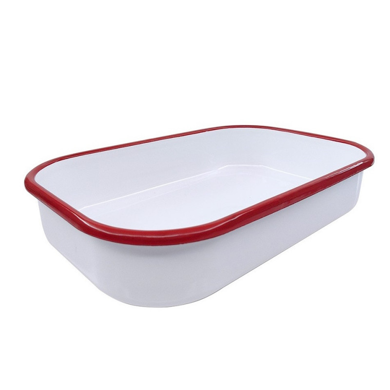 Oliver Voltz OV51222KS41 Baking Pan, Rectangular, 41 cm, Enameled Steel, Induction, White/Red