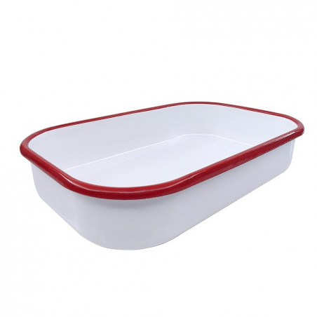 Oliver Voltz OV51222KS41 Baking Pan, Rectangular, 41 cm, Enameled Steel, Induction, White/Red