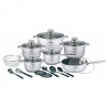 Set oale cu capac Oliver Voltz OV51210R20B, 20 piese, Fund multistrat, Inductie, Otel inoxidabil, Ustensile, Argintiu