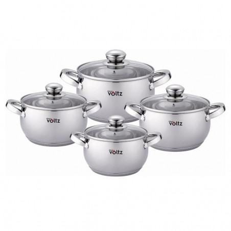 Set oale Oliver Voltz OV51210G8B, 8 piese, Fund multistrat, Inductie, Otel inoxidabil, Argintiu