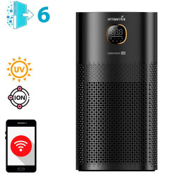 Пречиствател за въздух Attractive OBERON 520, 50W, За до 62 м2, Wi-Fi, 5 скорости, Таймер, Нощен режим, Дистанционно, Интелигентен сензор за замърсяване, Черен