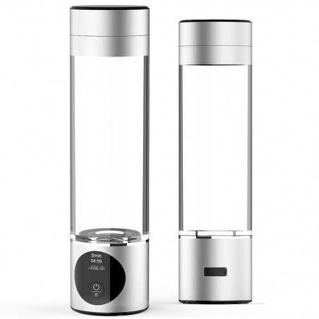 Elixir Portable Hydrogen Water Bottle, 1.2W, 1800 mAh Battery, 260 ml, OLED Display, USB Charging, Silver