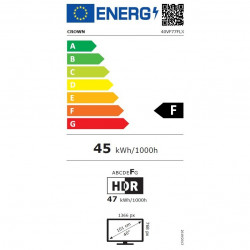 TV Crown 40VF77FLX, 40", 101 cm, FULL HD 1920x1080, Class F, Android, Wi-Fi, Smart TV, Μαύρο