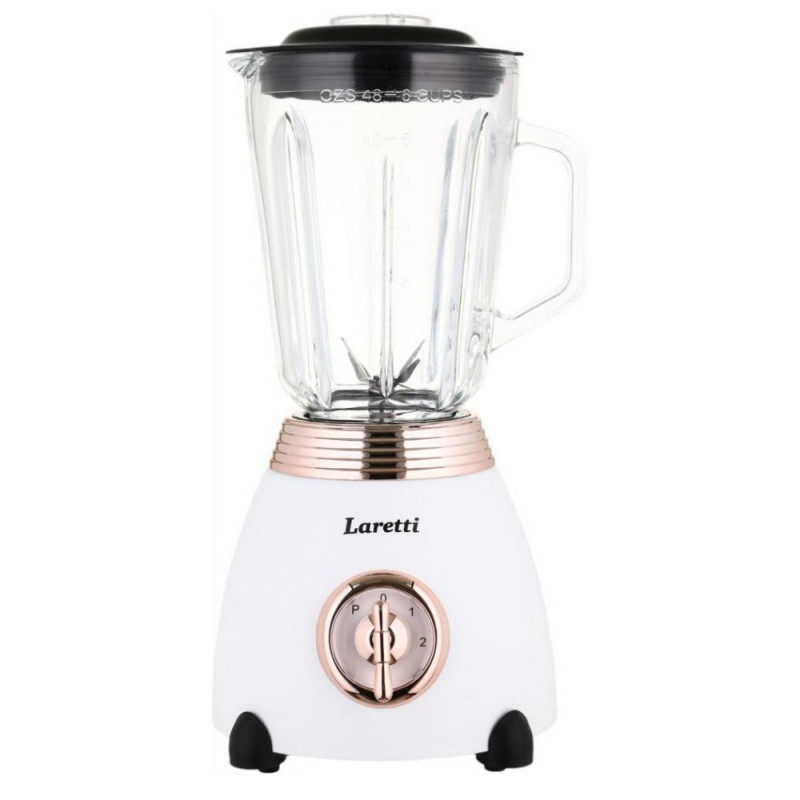 Blender Laretti LR-FP7310, 500W, 1.5 l, Lame din otel inoxidabil, 2 viteze + puls, Mecanism de blocare, Alb