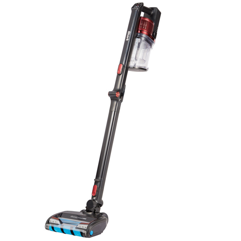 Aspirator vertical Ninja IZ300EUT, 309W, 0.7 l, 3 viteze, Autonomie pana la 60 min, HEPA, LED Smart display, Perie cu lumina, Negru / Rosu