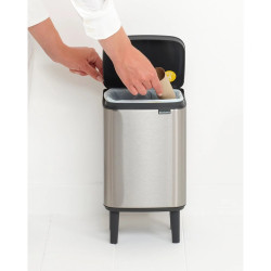Brabantia Bo Small Hi 1006642 Trash Can, 4 L, Smooth and Silent Opening, Non-Slip Base, Fingerprint-Resistant, Stainless Steel/Matte