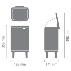 Brabantia Bo Small Hi 1006642 Trash Can, 4 L, Smooth and Silent Opening, Non-Slip Base, Fingerprint-Resistant, Stainless Steel/Matte