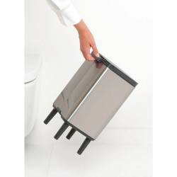 Brabantia Bo Small Hi Trash Can 1006646, 7 L, Raised Design, Smooth and Silent Opening, Non-Slip Base, Fingerprint-Resistant, Stainless Steel/Matte