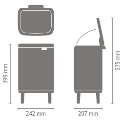 Brabantia Bo Small Hi Trash Can 1006646, 7 L, Raised Design, Smooth and Silent Opening, Non-Slip Base, Fingerprint-Resistant, Stainless Steel/Matte