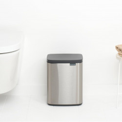 Brabantia Bo Small Trash Can 1006632, 7 L, Smooth and Quiet Opening, Non-Slip Base, Fingerprint-Resistant, Stainless Steel/Matte