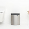 Cos de gunoi Brabantia Bo Small 1006632, 7 l, Deschidere lina si silentioasa, Baza antiderapanta, Rezistent la amprente, Otel inoxidabil/Mat