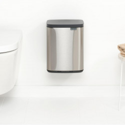 Brabantia Bo Small Trash Can 1006632, 7 L, Smooth and Quiet Opening, Non-Slip Base, Fingerprint-Resistant, Stainless Steel/Matte