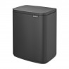 Κάδος απορριμμάτων Brabantia Bo Small 1008870, 12 λίτρα, Αθόρυβο και ομαλό άνοιγμα, Αντιολισθητική βάση, Επίστρωση από ορυκτά, Σκούρο γκρι