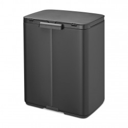 Brabantia Bo Small Trash Can 1008870, 12 L, Silent and Smooth Opening, Non-Slip Base, Mineral Coating, Dark Gray