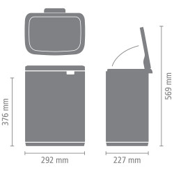 Cos de gunoi Brabantia Bo Small 1008870, 12 l, Deschidere silentioasa si lină, Baza antiderapanta, Acoperire minerala, Gri inchis