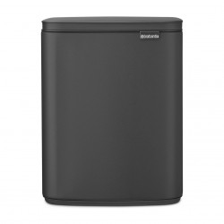 Brabantia Bo Small 1008870 szemetes, 12 l, Csendes és sima nyitás, Csúszásgátló talp, Ásványi bevonat, Sötét szürke