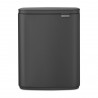 Brabantia Bo Small 1008870 szemetes, 12 l, Csendes és sima nyitás, Csúszásgátló talp, Ásványi bevonat, Sötét szürke