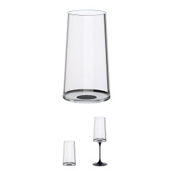 Set of 2 Trebonn SplitGlass 2025130 crystal champagne glasses, 320 ml, Ø7.8x12.5 cm, modular system, black