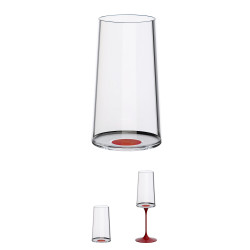 Set of 2 Trebonn SplitGlass 2025131 crystal champagne glasses, 320 ml, Ø7.8x12.5 cm, modular system, red