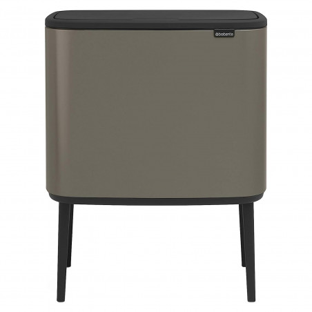 Brabantia Bo Touch 651113 Trash Can, 11+23 L, Smooth and Silent Opening, Large Opening, Gray