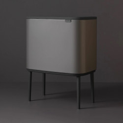 Brabantia Bo Touch 651113 Trash Can, 11+23 L, Smooth and Silent Opening, Large Opening, Gray