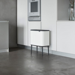 Кош за боклук Brabantia Bo Touch 651110, 11+23 л, Плавно и безшумно отваряне, Голям отвор, Бял