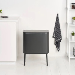 Brabantia Bo Touch Trash Can 1008855, 11+23 L, Smooth and Quiet Opening, Large Opening, Dark Gray