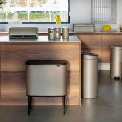 Brabantia Bo Touch Trash Can 1003214, 11+23 L, Smooth and Quiet Opening, Large Opening, Metallic Gold