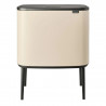 Brabantia Bo Touch Trash Can 1005547, 11+23 L, Smooth and Quiet Opening, Large Opening, Beige