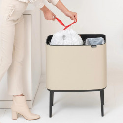 Brabantia Bo Touch Trash Can 1005547, 11+23 L, Smooth and Quiet Opening, Large Opening, Beige