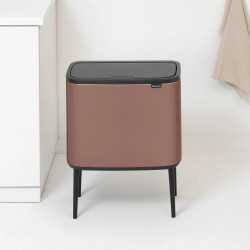 Кош за боклук Brabantia Bo Touch 1008856, 11+23 л, Плавно и безшумно отваряне, Голям отвор, Сатенено покритие, Кафяв