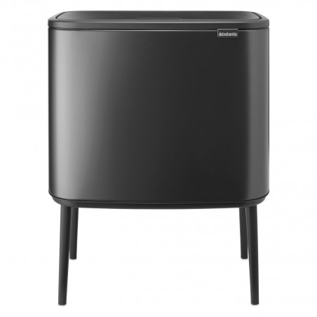 Brabantia Bo Touch Trash Can 1008857, 3x11 L, Smooth and Silent Opening, Large Opening, Dark Gray