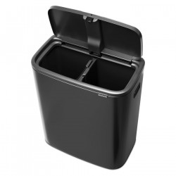 Brabantia Bo Touch Trash Can 1008859, 2x30 L, Smooth and Silent Opening, Large Opening, Dark Gray