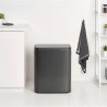 Brabantia Bo Touch Trash Can 1008859, 2x30 L, Smooth and Silent Opening, Large Opening, Dark Gray