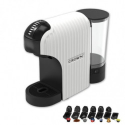 Espressor cu capsule 7in1 Crown CCM-1531W, 1400 W, 20 bar, 0.9 L, 7 adaptoare, Indicatoare LED, Controlul lungimii cafelei, Alb/Negru