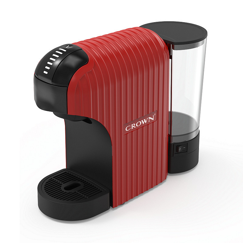 Espressor cu capsule 7in1 Crown CCM-1532R, 1400 W, 20 bar, 0.9 L, 7 adaptoare, Indicator LED, Controlul lungimii cafelei, Rosu/Negru