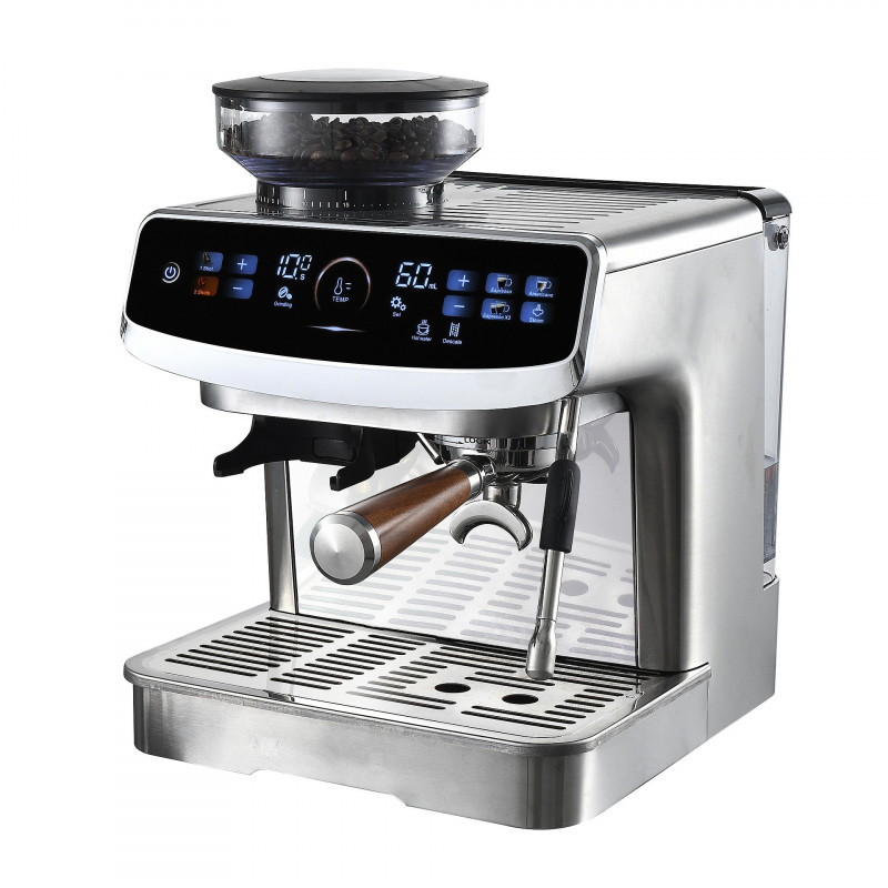 Μηχανή Espresso Finlux FEM-1935D, 2450W, 20 bar, 2,2 l, 250 g, 15 ρυθμίσεις άλεσης, αντλία ULKA, οθόνη αφής, Inox
