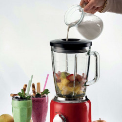 Blender Ariete MODERNA 0585/00, 1000W, 4 lame, 1.5 l, 4 viteze + puls, Ulcior din sticlă, Rosu