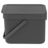 Brabantia Sort&Go 648974 Recycling Bin, 6 L, Handle, Wall-mountable, Dark Gray